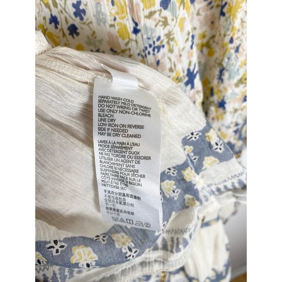 Free People Women's Gardenia Tunic Cream Blue Yellow Embellished Large - Picture 16 of 16